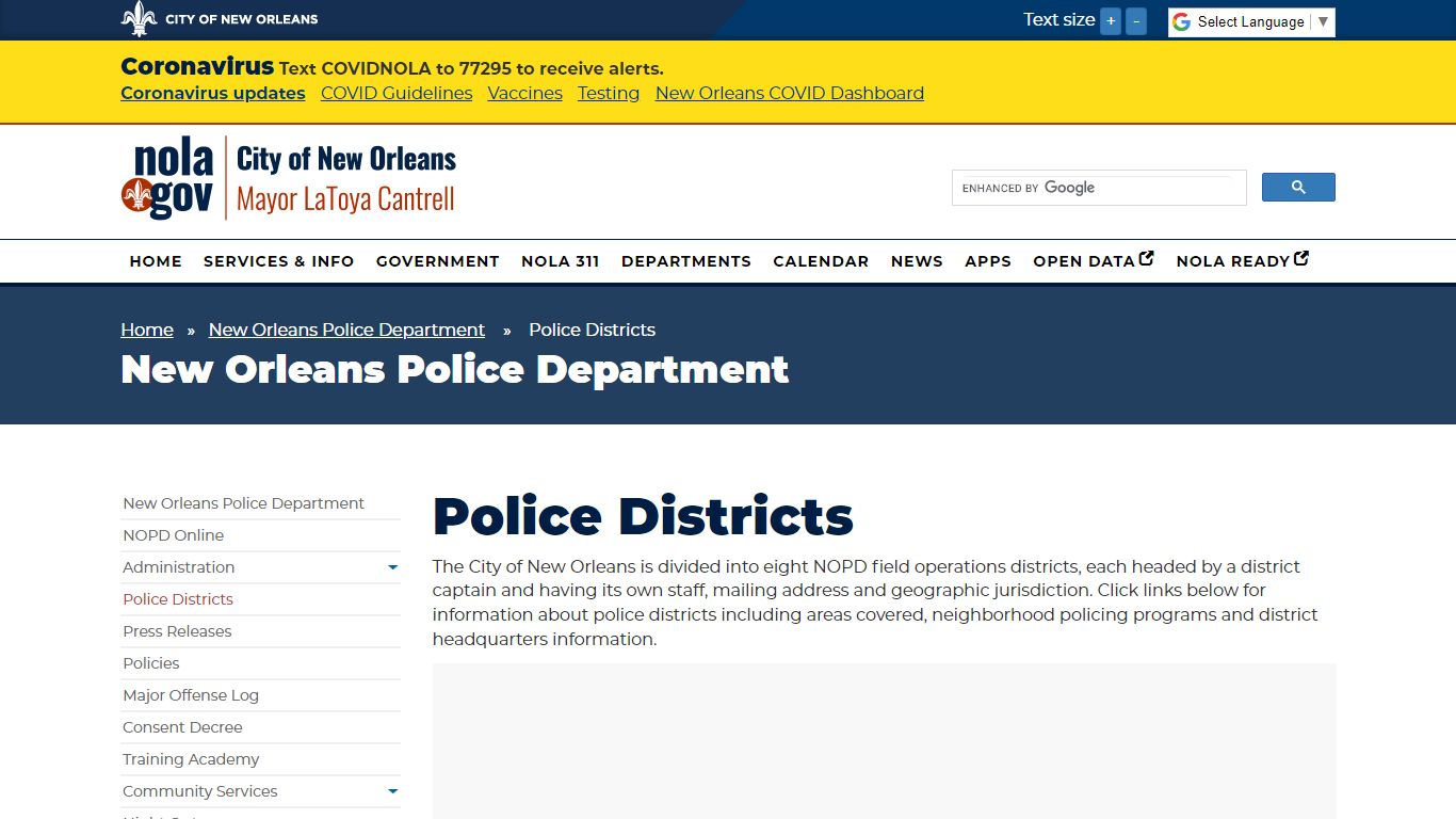 NOPD - Districts - City of New Orleans